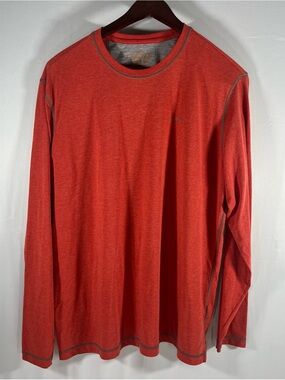Orvis Trout Bum Shirt Men's XL Long-Sleeve Heather Coral Red Fishing Hiking Crew